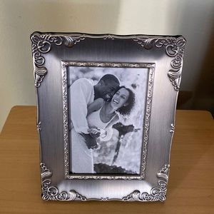 Vintage brushed metal 4x6 metal frame dresser top frame looks like pewter